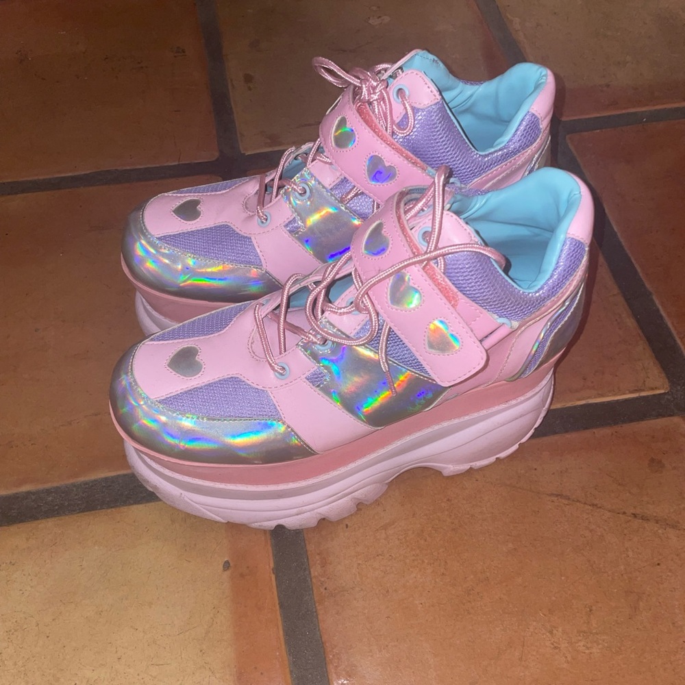 Sugar thrills platform holographic shoes
